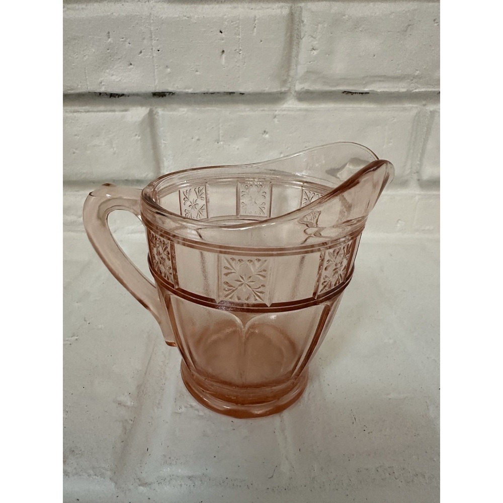 Jeannette Doric Creamer & Sugar Bowl Pink Depression Glass Read - Picture 14 of 16